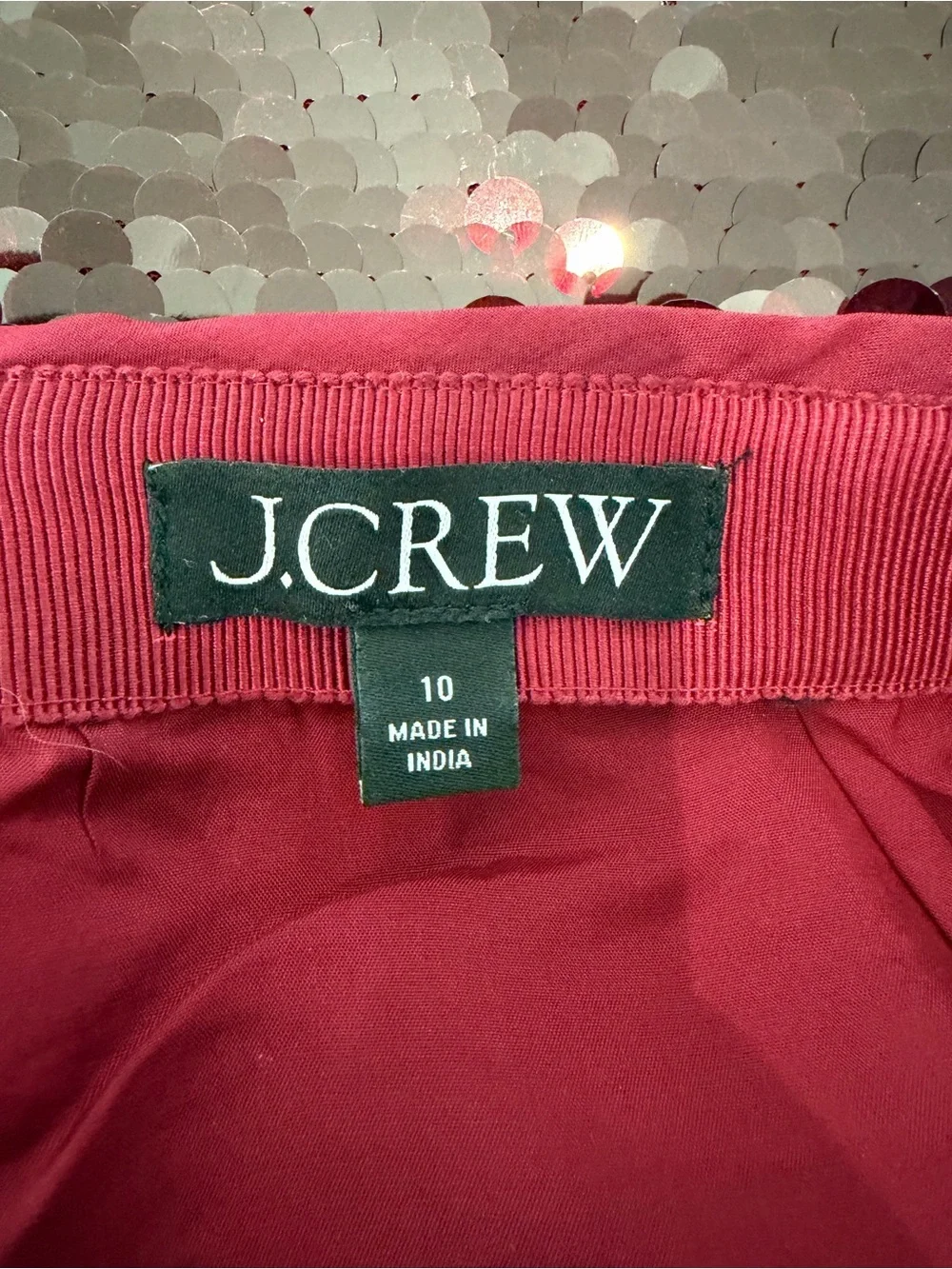 ✨ J.Crew Burgundy Sequin Skirt Size 10 Chiffon Layered Look